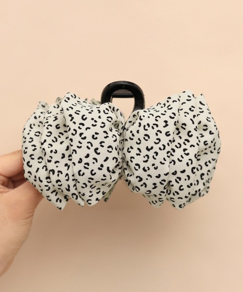 セール】大きめレオパード柄ヘアクリップ（バレッタ/ヘアクリップ