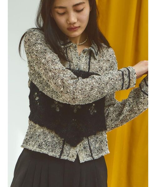 FIKA.（フィーカ）の「Mixed yarn knit polo shirt（シャツ/ブラウス・レディース・ブラック・MEDIUM）」の3枚目の写真