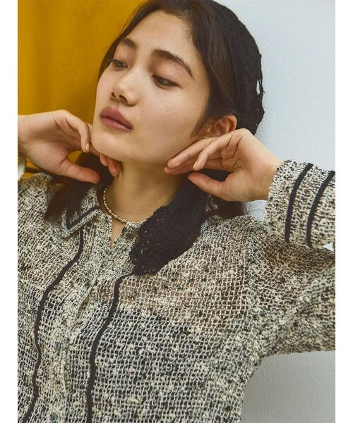 FIKA.（フィーカ）の「Mixed yarn knit polo shirt（シャツ/ブラウス・レディース・ブラック・MEDIUM）」の5枚目の写真