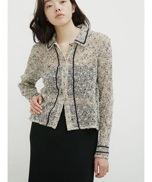 FIKA.（フィーカ）の「Mixed yarn knit polo shirt（シャツ/ブラウス・レディース・ブラック・MEDIUM）」の9枚目の写真