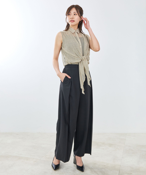 NARACAMICIE（ナラカミーチェ）の「【NARACAMICIE】シルクノースリーブ（シャツ/ブラウス・レディース・ブラック/ブラウン・L/S/M）」の4枚目の写真