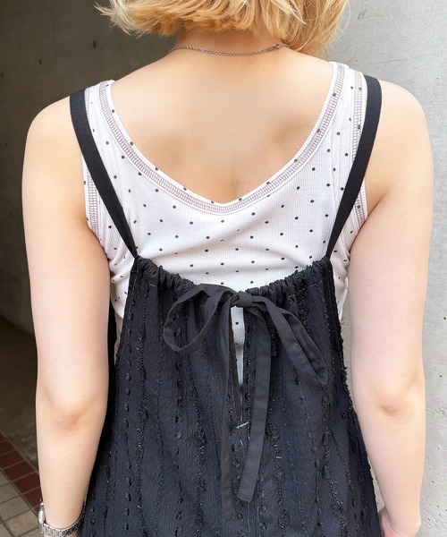 DOUBLE NAME(ダブルネーム)の「キラキラジャガードギャザーワンピース(ワンピース・レディース・ブラック/オフホワイト・FREE)」の5枚目の写真