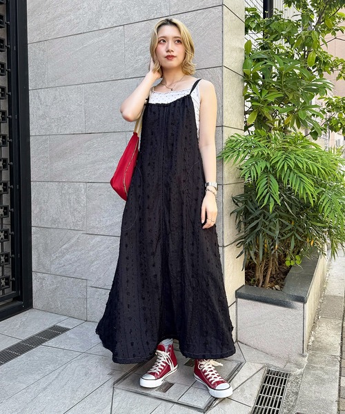 DOUBLE NAME(ダブルネーム)の「キラキラジャガードギャザーワンピース(ワンピース・レディース・ブラック/オフホワイト・FREE)」の7枚目の写真