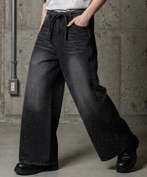 A'GEM/9 × .kom 『ARULE/アルール』RHINESTONE DENIM PANTS/ラインストーンデニムパンツ