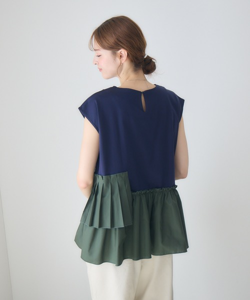 Pillini（ピリーニ）の「アシメプリーツギャザー切替シャツ（シャツ/ブラウス・レディース・オフホワイト/ネイビー・FREE）」の11枚目の写真