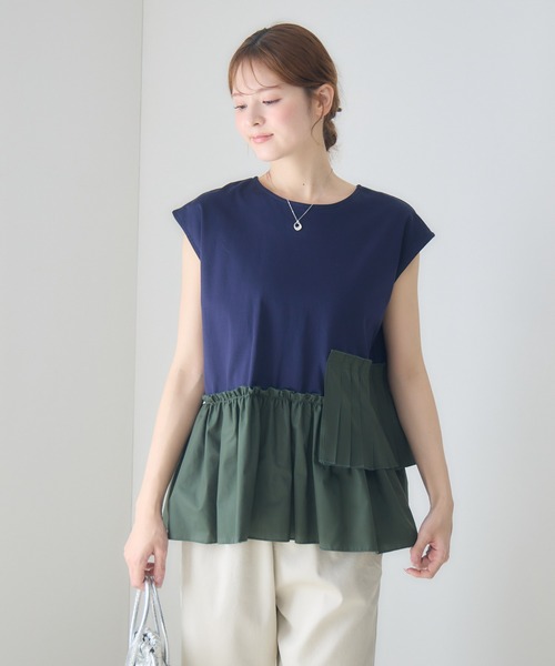 Pillini（ピリーニ）の「アシメプリーツギャザー切替シャツ（シャツ/ブラウス・レディース・オフホワイト/ネイビー・FREE）」の15枚目の写真