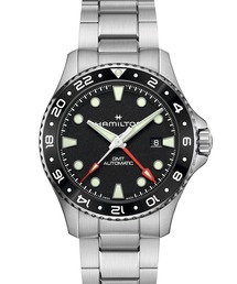 HAMILTON [ハミルトン] 腕時計 Khaki Navy （カーキ ネイビー） Scuba GMT 自動巻き 43MM ブラック×シルバー
