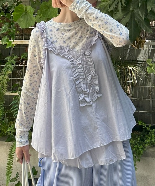 Alley Tokyo(アリートーキョー)の「フリフリノースリブラウス(シャツ/ブラウス・レディース・ラベンダー/キャメル/オフホワイト・FREE)」の3枚目の写真