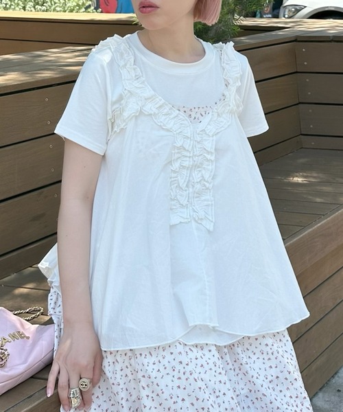 Alley Tokyo(アリートーキョー)の「フリフリノースリブラウス(シャツ/ブラウス・レディース・ラベンダー/キャメル/オフホワイト・FREE)」の2枚目の写真