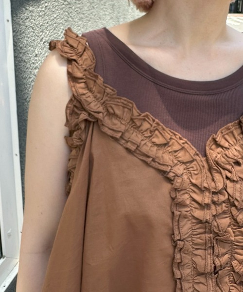 Alley Tokyo(アリートーキョー)の「フリフリノースリブラウス(シャツ/ブラウス・レディース・ラベンダー/キャメル/オフホワイト・FREE)」の20枚目の写真