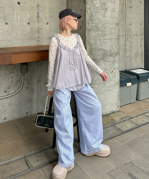 Alley Tokyo(アリートーキョー)の「フリフリノースリブラウス(シャツ/ブラウス・レディース・ラベンダー/キャメル/オフホワイト・FREE)」の9枚目の写真
