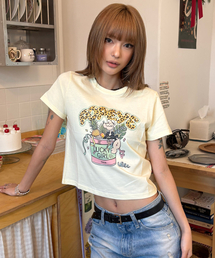 ERER（エルエル）の「Cropped Leopard Popeye Graphic T-Shirt Yellow（Tシャツ/カットソー）」