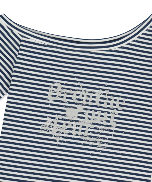 BROWNBREATH(ブラウンブレス)の「W STRIPE ONE SHOULDER TEE - NAVY(Tシャツ/カットソー・レディース・その他・SMALL/MEDIUM)」の3枚目の写真