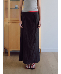 Bead belt long skirt_charcoal