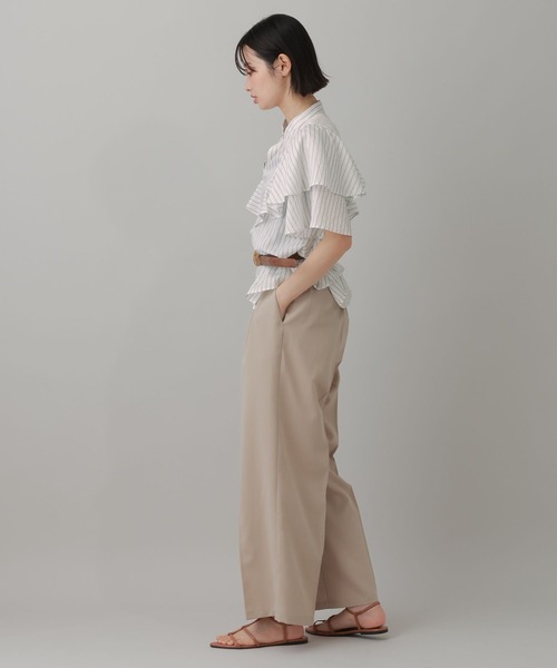 LAKOLE（ラコレ）の「＜多機能素材＞ラッフルストライプブラウス / 861256（シャツ/ブラウス・レディース・ブルー/ベージュ/アイボリー・FREE）」の6枚目の写真