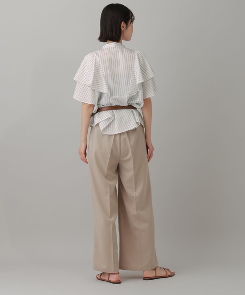 LAKOLE（ラコレ）の「＜多機能素材＞ラッフルストライプブラウス / 861256（シャツ/ブラウス・レディース・ブルー/ベージュ/アイボリー・FREE）」の7枚目の写真