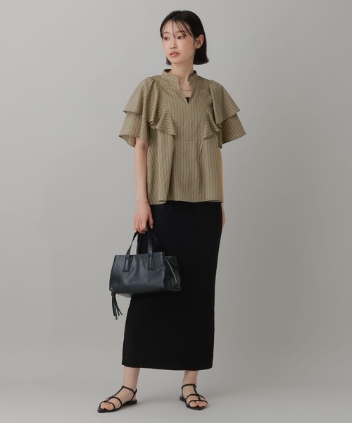 LAKOLE（ラコレ）の「＜多機能素材＞ラッフルストライプブラウス / 861256（シャツ/ブラウス・レディース・ブルー/ベージュ/アイボリー・FREE）」の11枚目の写真