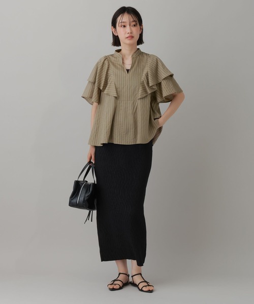 LAKOLE（ラコレ）の「＜多機能素材＞ラッフルストライプブラウス / 861256（シャツ/ブラウス・レディース・ブルー/ベージュ/アイボリー・FREE）」の12枚目の写真