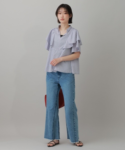 LAKOLE（ラコレ）の「＜多機能素材＞ラッフルストライプブラウス / 861256（シャツ/ブラウス・レディース・ブルー/ベージュ/アイボリー・FREE）」の16枚目の写真