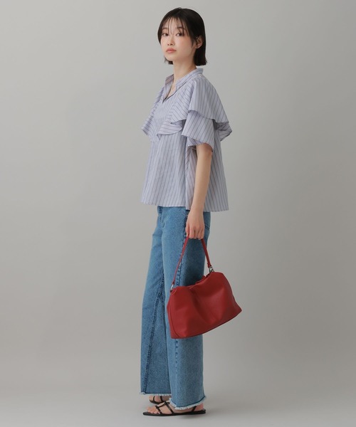 LAKOLE（ラコレ）の「＜多機能素材＞ラッフルストライプブラウス / 861256（シャツ/ブラウス・レディース・ブルー/ベージュ/アイボリー・FREE）」の17枚目の写真