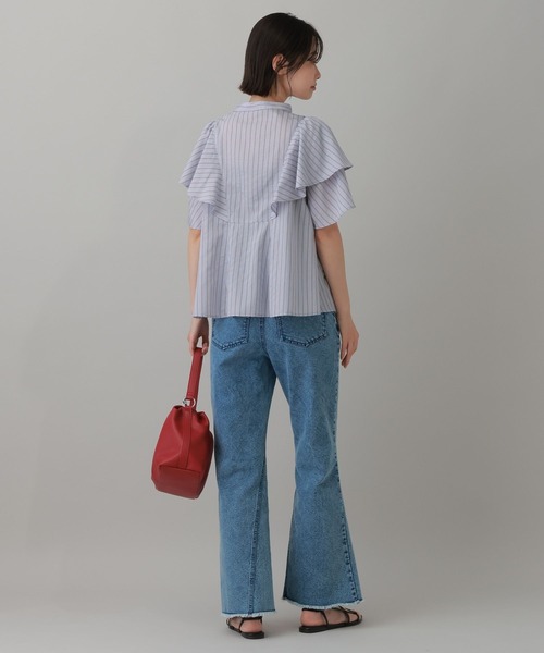 LAKOLE（ラコレ）の「＜多機能素材＞ラッフルストライプブラウス / 861256（シャツ/ブラウス・レディース・ブルー/ベージュ/アイボリー・FREE）」の18枚目の写真