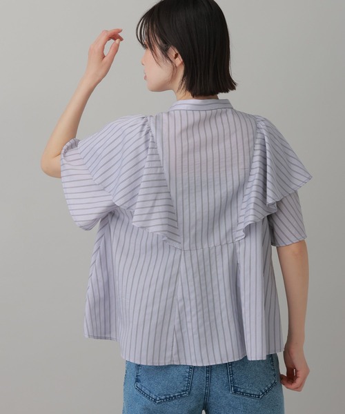 LAKOLE（ラコレ）の「＜多機能素材＞ラッフルストライプブラウス / 861256（シャツ/ブラウス・レディース・ブルー/ベージュ/アイボリー・FREE）」の21枚目の写真