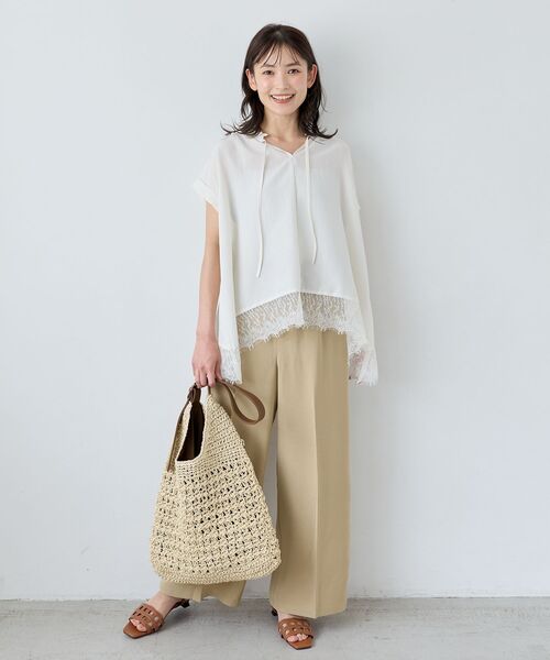 le.coeur blanc（ルクールブラン）の「センタープレスイージーパンツ（その他パンツ・レディース・ブラウン/ベージュ・38）」の18枚目の写真