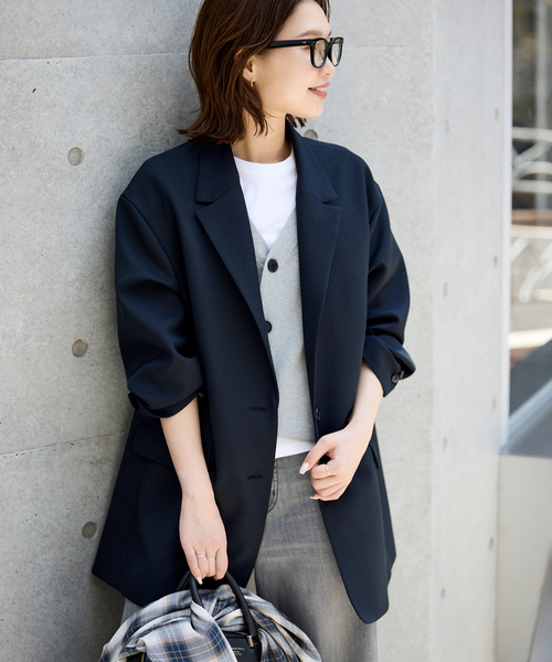 SLOBE IENA（スローブイエナ）の「《WEB限定カラーあり/追加2》PE SHARK ビックジャケット（テーラードジャケット・レディース・グレー/ブラウン/ブラック・FREE）」の16枚目の写真