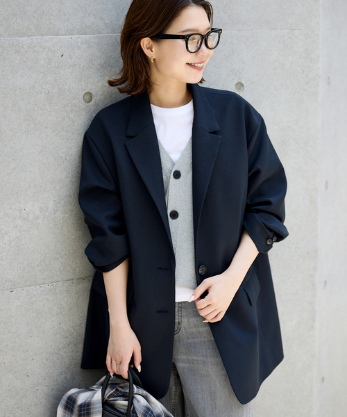 SLOBE IENA（スローブイエナ）の「《WEB限定カラーあり/追加2》PE SHARK ビックジャケット（テーラードジャケット・レディース・グレー/ブラウン/ブラック・FREE）」の17枚目の写真