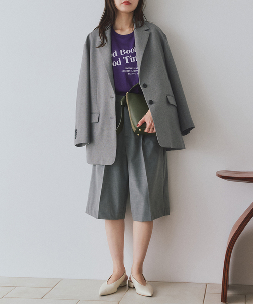 SLOBE IENA(スローブイエナ)の「《WEB限定カラーあり/追加2》PE SHARK ビックジャケット(テーラードジャケット・レディース・グレー/ブラウン/ブラック・FREE)」の8枚目の写真