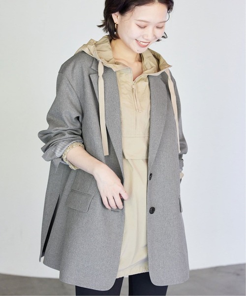 SLOBE IENA(スローブイエナ)の「《WEB限定カラーあり/追加2》PE SHARK ビックジャケット(テーラードジャケット・レディース・グレー/ブラウン/ブラック・FREE)」の13枚目の写真