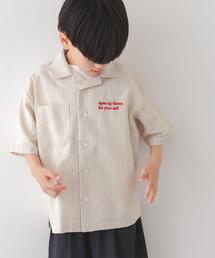 『150サイズあり』ロゴ刺繍ストライプシャツ(KIDS)