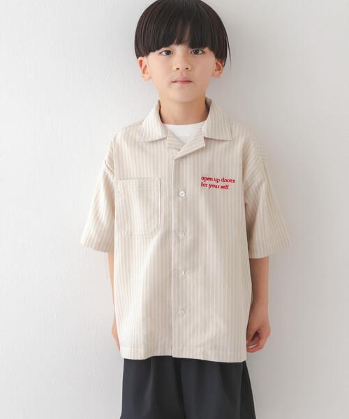 URBAN RESEARCH DOORS（アーバンリサーチドアーズ）の「『150サイズあり』ロゴ刺繍ストライプシャツ(KIDS)（シャツ/ブラウス・キッズ・ベージュ/ブルー・120/150/135）」の12枚目の写真