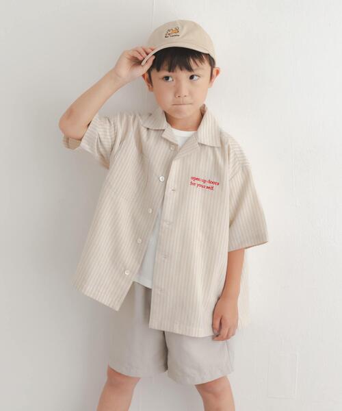URBAN RESEARCH DOORS（アーバンリサーチドアーズ）の「『150サイズあり』ロゴ刺繍ストライプシャツ(KIDS)（シャツ/ブラウス・キッズ・ベージュ/ブルー・120/150/135）」の5枚目の写真