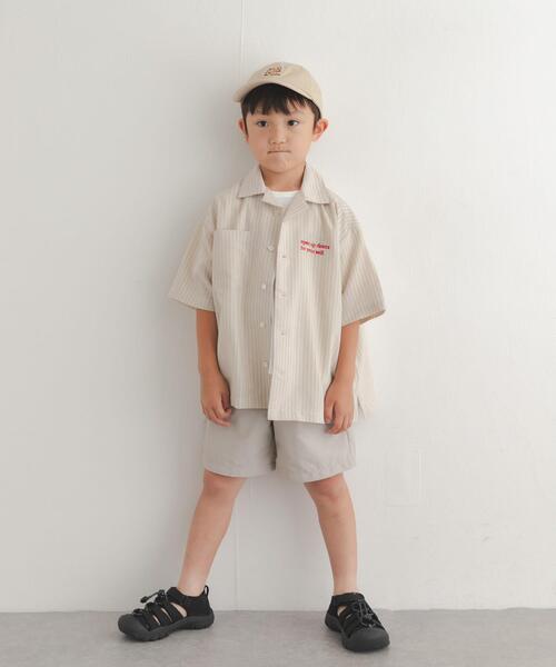 URBAN RESEARCH DOORS（アーバンリサーチドアーズ）の「『150サイズあり』ロゴ刺繍ストライプシャツ(KIDS)（シャツ/ブラウス・キッズ・ベージュ/ブルー・120/150/135）」の7枚目の写真