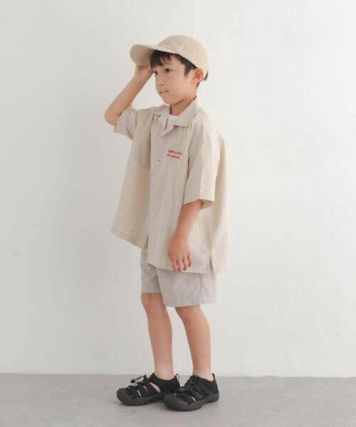 URBAN RESEARCH DOORS（アーバンリサーチドアーズ）の「『150サイズあり』ロゴ刺繍ストライプシャツ(KIDS)（シャツ/ブラウス・キッズ・ベージュ/ブルー・120/150/135）」の8枚目の写真