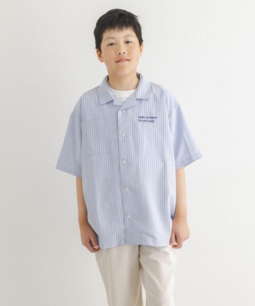 URBAN RESEARCH DOORS（アーバンリサーチドアーズ）の「『150サイズあり』ロゴ刺繍ストライプシャツ(KIDS)（シャツ/ブラウス・キッズ・ベージュ/ブルー・120/150/135）」の18枚目の写真