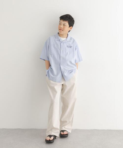 URBAN RESEARCH DOORS（アーバンリサーチドアーズ）の「『150サイズあり』ロゴ刺繍ストライプシャツ(KIDS)（シャツ/ブラウス・キッズ・ベージュ/ブルー・120/150/135）」の20枚目の写真