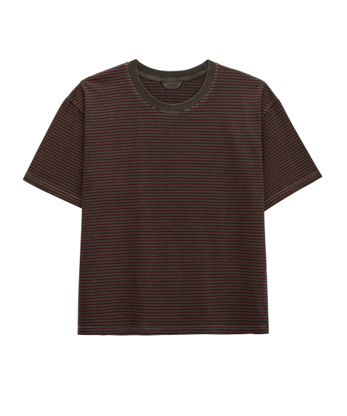 THEN OUR(デンアワー)の「ピグメントストライプクロップ半袖Tシャツ(バーガンディ)(Tシャツ/カットソー・メンズ・その他・X-LARGE/LARGE/MEDIUM)」の2枚目の写真
