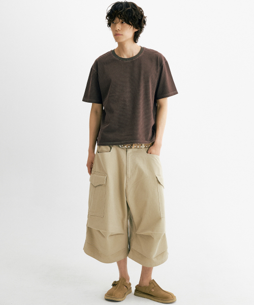 THEN OUR(デンアワー)の「ピグメントストライプクロップ半袖Tシャツ(バーガンディ)(Tシャツ/カットソー・メンズ・その他・X-LARGE/LARGE/MEDIUM)」の4枚目の写真
