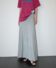 Cotton Shirring Long Skirt (GRAY)