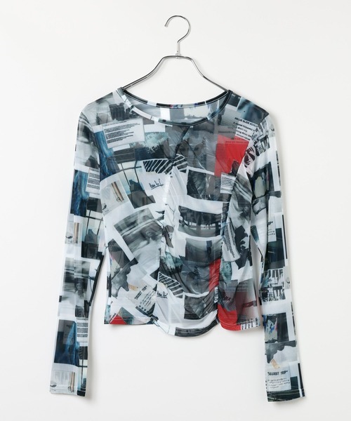 PAGEBOY（ページボーイ）の「シャーリングシアーソウガラロングスリーブ（その他トップス・レディース・ホワイト系その他/グレー系その他/ブルー系その他・FREE）」の4枚目の写真