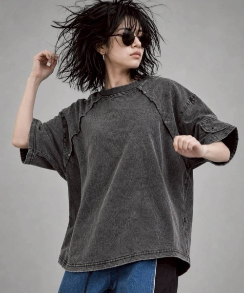 KAMINARI_TOKIO（カミナリトキオ）の「ヴィンテージライクミリタリーTシャツ（Tシャツ/カットソー・レディース・ブラック/グレー・FREE）」の19枚目の写真