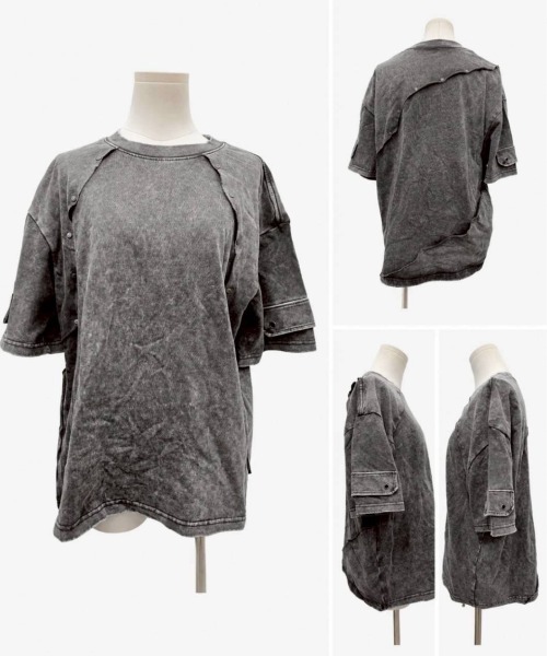 KAMINARI_TOKIO（カミナリトキオ）の「ヴィンテージライクミリタリーTシャツ（Tシャツ/カットソー・レディース・ブラック/グレー・FREE）」の6枚目の写真