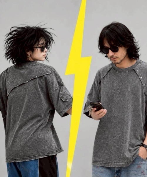 KAMINARI_TOKIO（カミナリトキオ）の「ヴィンテージライクミリタリーTシャツ（Tシャツ/カットソー・レディース・ブラック/グレー・FREE）」の12枚目の写真