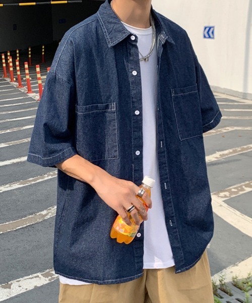 KELVIN(ケルヴァン)の「Double Pocket Denim Shirt ダブルポケットデニムシャツ(シャツ/ブラウス・メンズ・ネイビー/ブルー・MEDIUM/LARGE)」の4枚目の写真