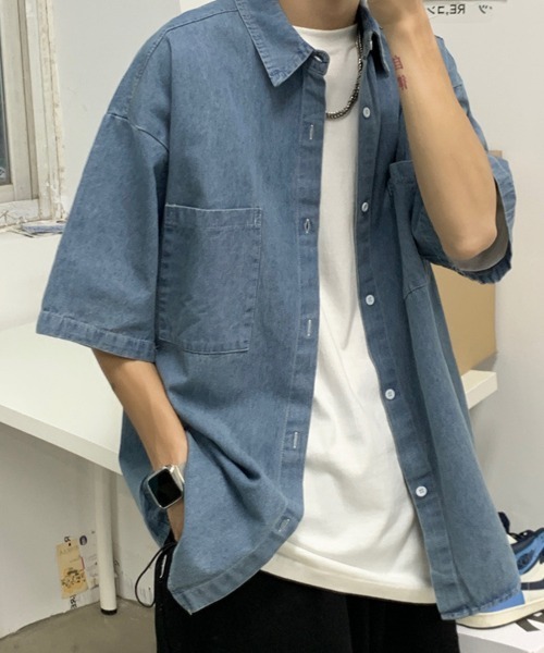 KELVIN(ケルヴァン)の「Double Pocket Denim Shirt ダブルポケットデニムシャツ(シャツ/ブラウス・メンズ・ネイビー/ブルー・MEDIUM/LARGE)」の5枚目の写真