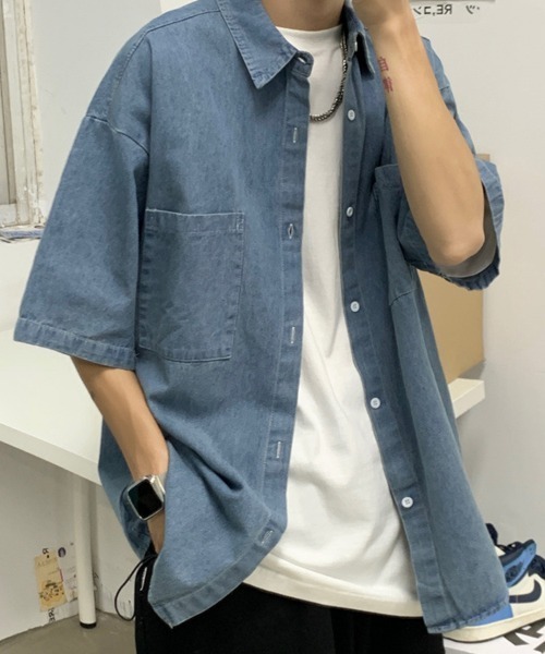 KELVIN(ケルヴァン)の「Double Pocket Denim Shirt ダブルポケットデニムシャツ(シャツ/ブラウス・メンズ・ネイビー/ブルー・MEDIUM/LARGE)」の7枚目の写真
