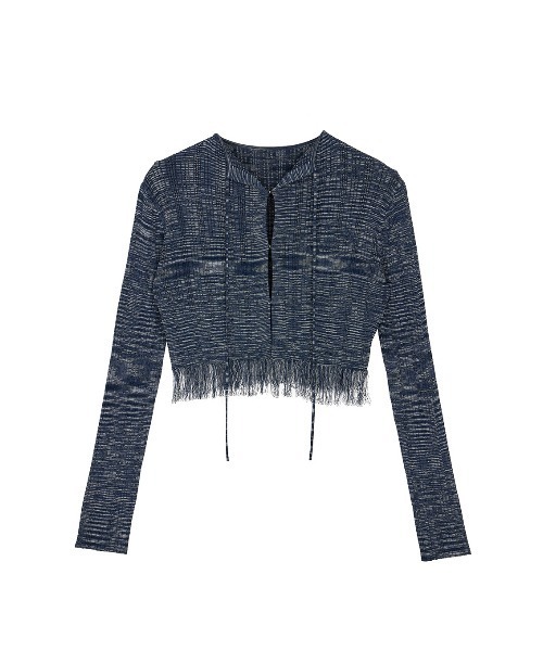 Ameri(アメリ)の「FRINGE CARDIGAN WITH CAMISOLE(その他トップス・レディース・グレー/ネイビー/パープル・FREE)」の7枚目の写真