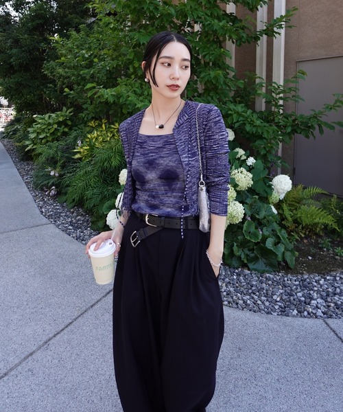 Ameri(アメリ)の「FRINGE CARDIGAN WITH CAMISOLE(その他トップス・レディース・グレー/ネイビー/パープル・FREE)」の19枚目の写真